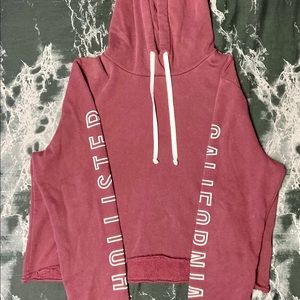 Hollister Burgundy Cropped Pullover Hoodie